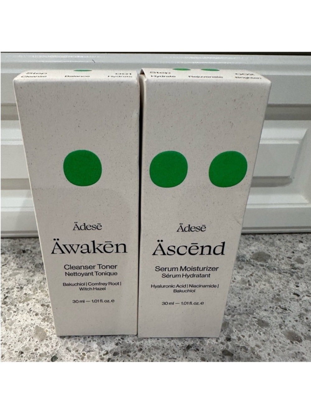 ÄDESĒ Äwakēn The Cleanser Toner & Äscēnd The Serum Moisturizer